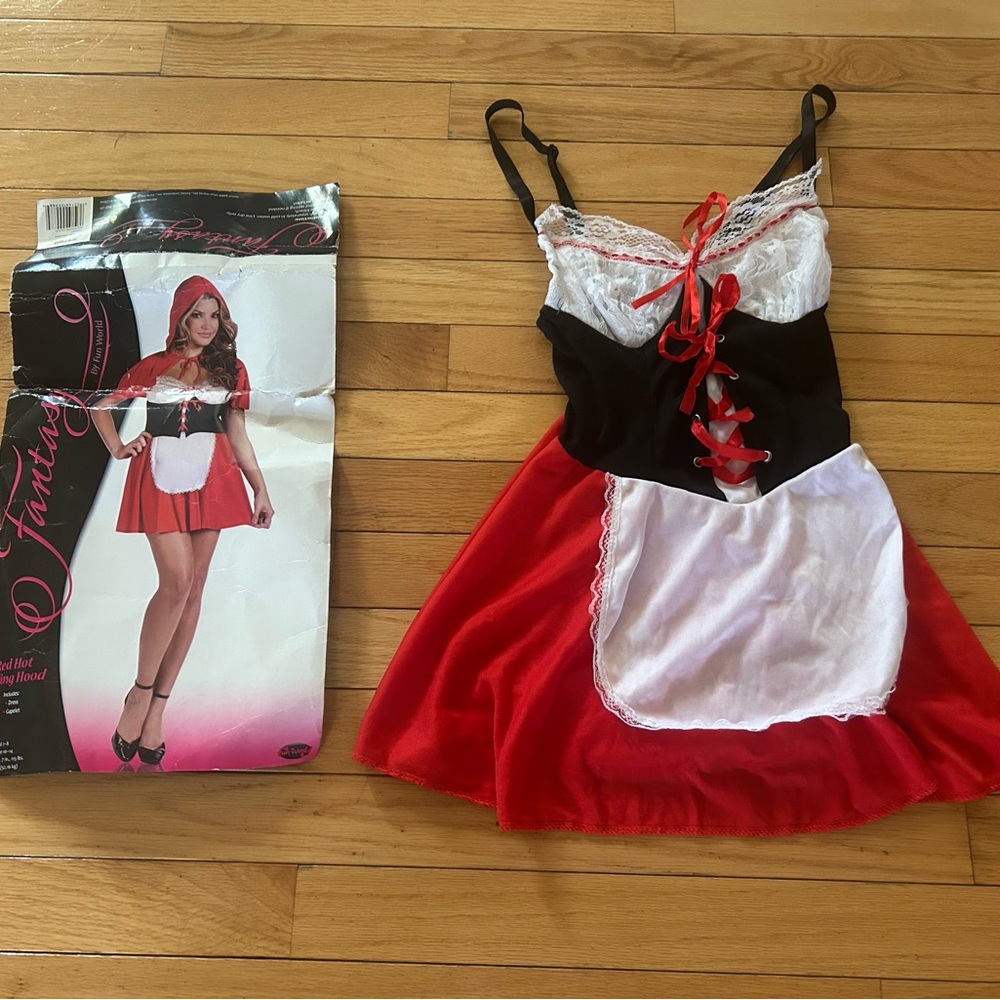 Elegant Red and Black Chemise with Lace Accents